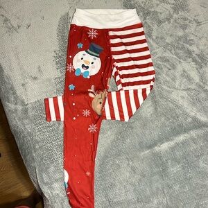 Tee for the soul,  striped Christmas  wide band leggings, snowman, reindeer